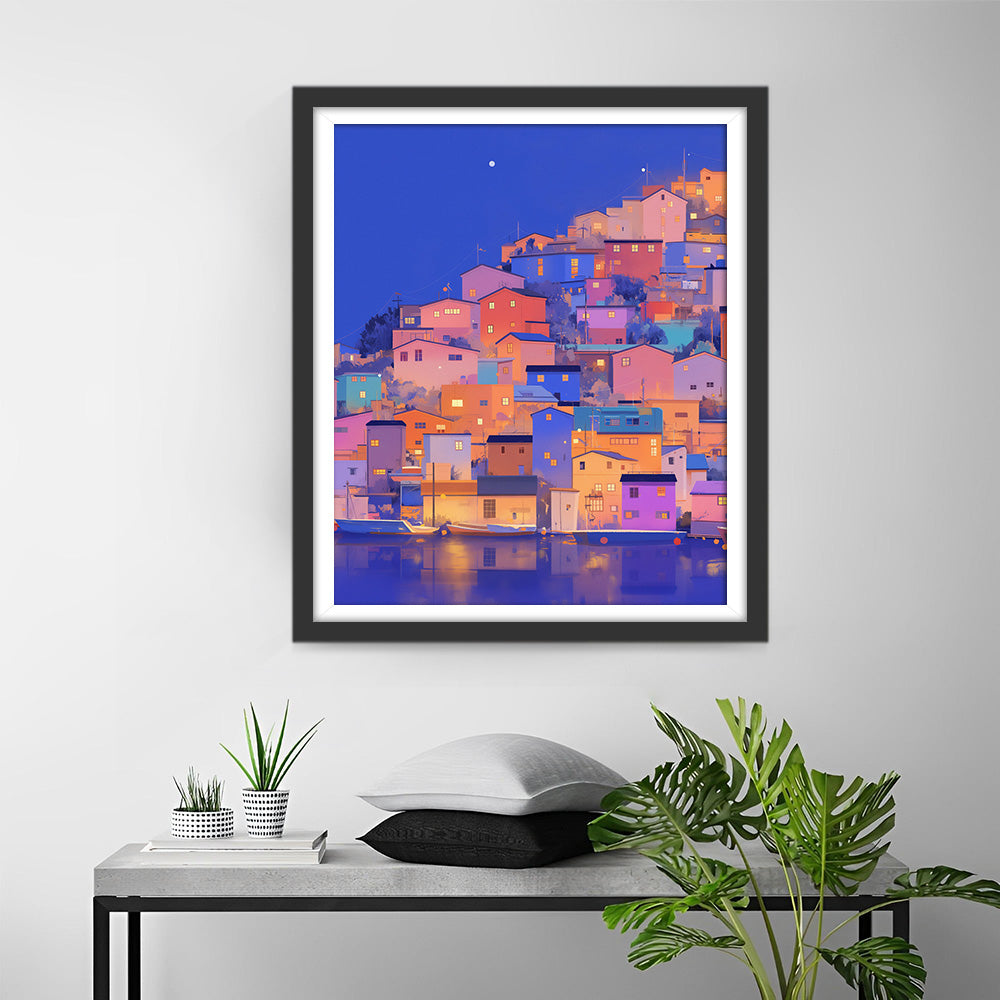 Kustplaats bij Nacht Diamond Painting