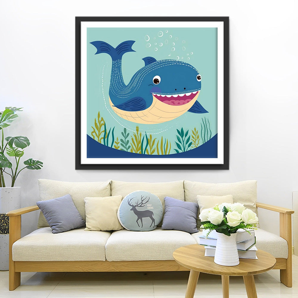 Lachende Cartoon Walvis Diamond Painting