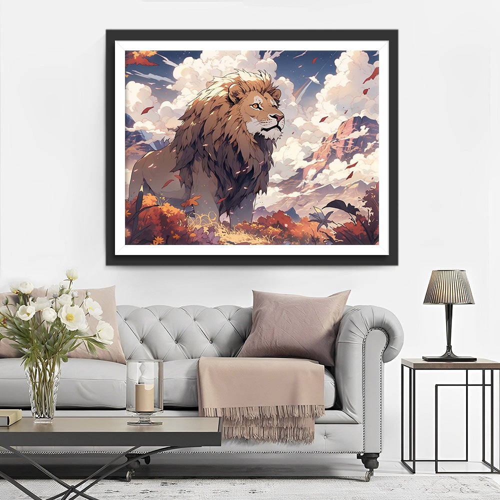 Leeuw Wind Wolken Diamond Painting