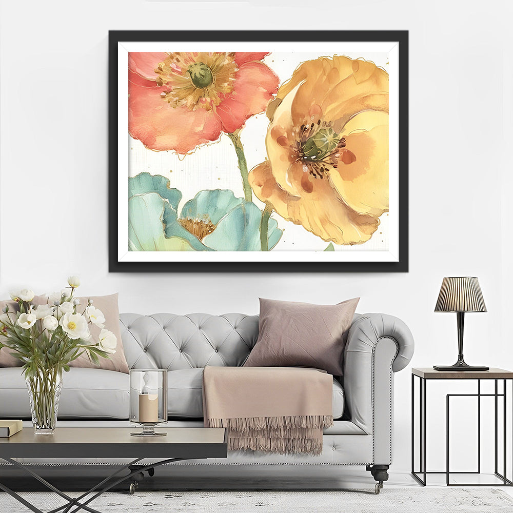 Licht Gekleurde Klaprozen Diamond Painting