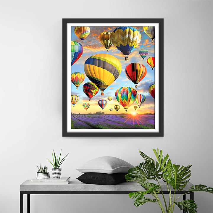 Luchtballonnen boven Lavendelvelden Diamond Painting