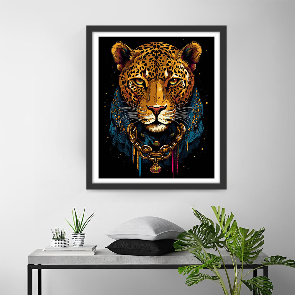 Luipaard met Ketting Diamond Painting