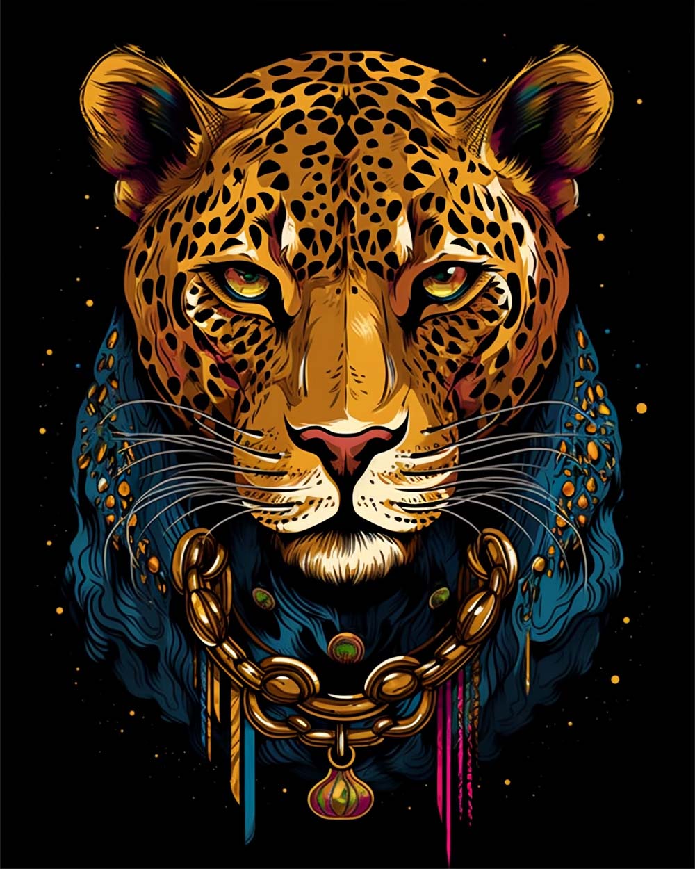 Luipaard met Ketting Diamond Painting