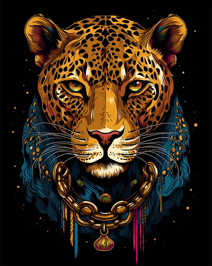 Luipaard met Ketting Diamond Painting