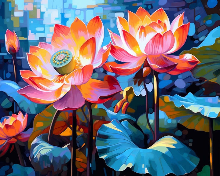 Luxe Lotus en Lotuszaad Diamond Painting
