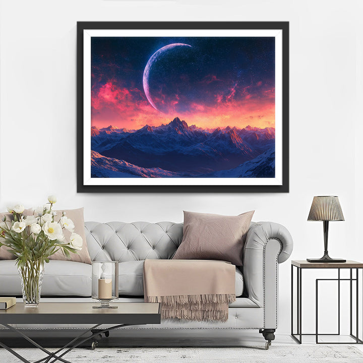 Maan en Bergen Diamond Painting