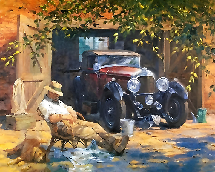 Man en Zijn Vintage Auto Diamond Painting