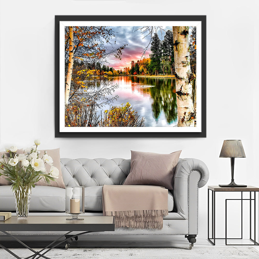 Meer omgeven door Bos Diamond Painting