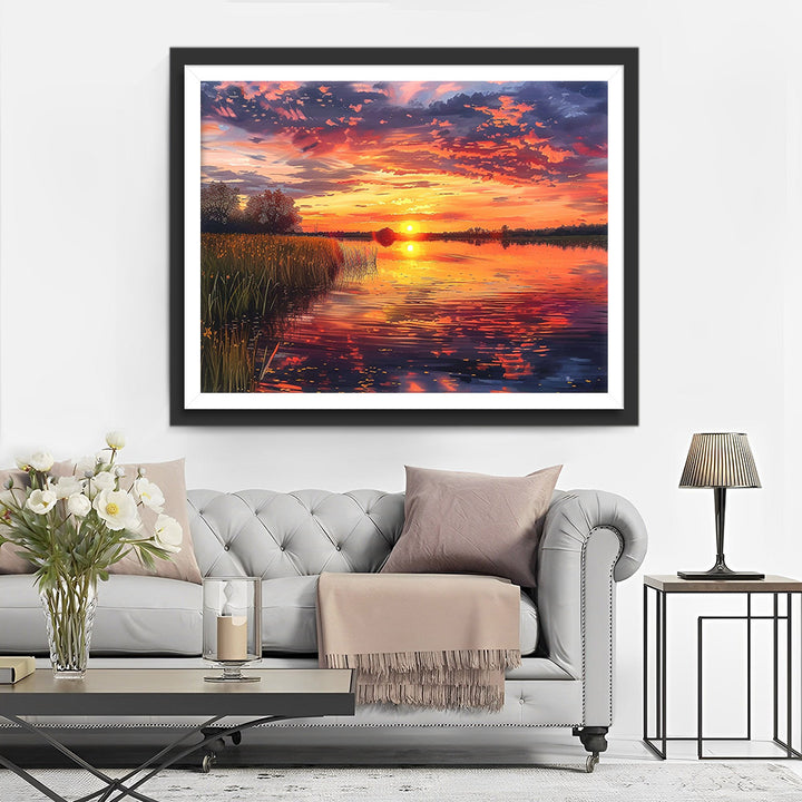 Meer onder Zonsondergang Diamond Painting