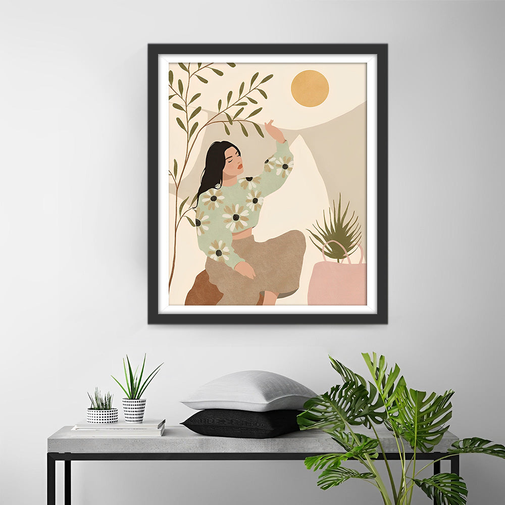 Meisje in de Lente Diamond Painting