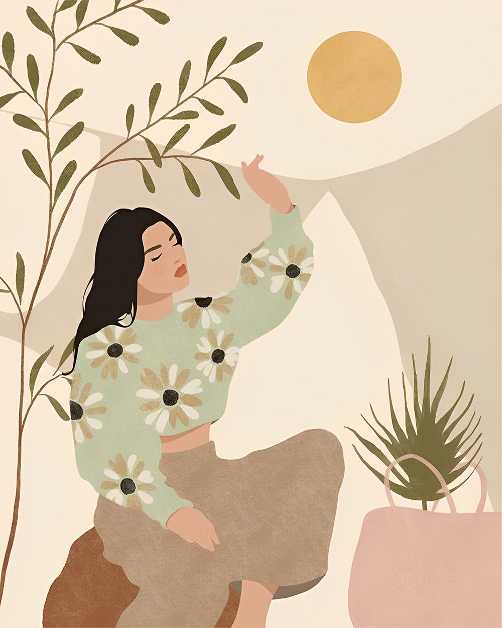 Meisje in de Lente Diamond Painting