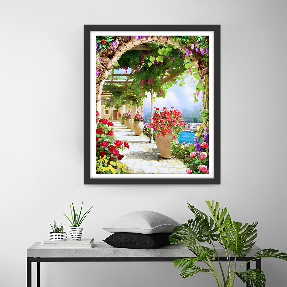 Met Rozen Gevulde Gang Diamond Painting