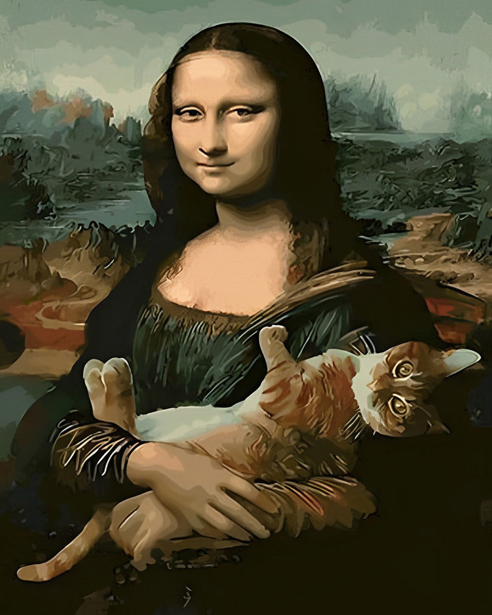Mona Lisa met een Kat Diamond Painting
