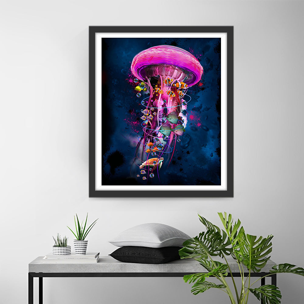 Mooie Roze Kwallen Diamond Painting