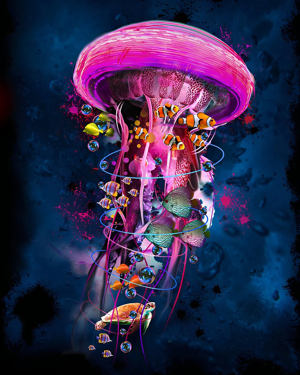 Mooie Roze Kwallen Diamond Painting