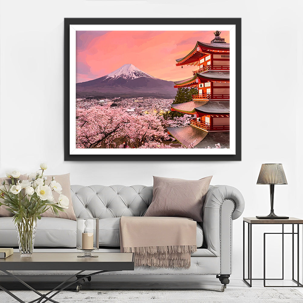 Mount Fuji en Sakura Diamond Painting