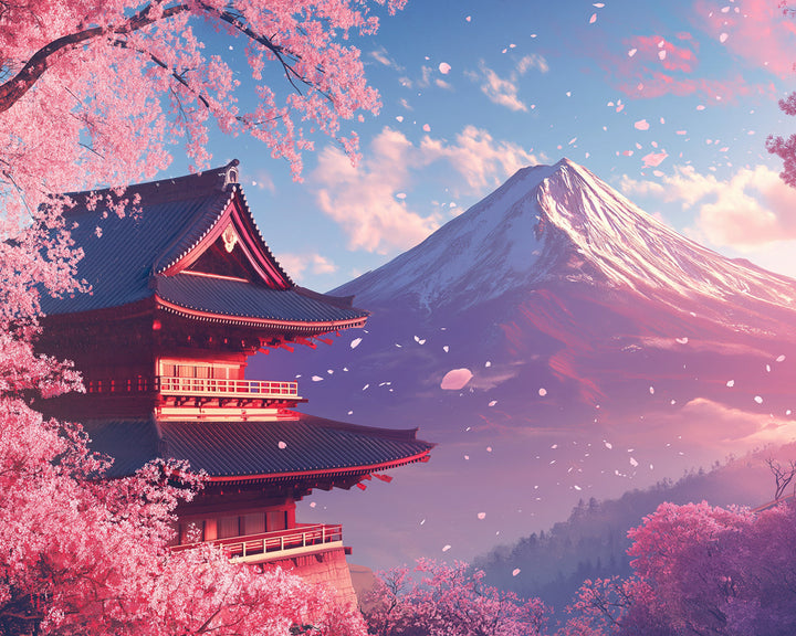 Mount Fuji onder de Kersenbloesems Diamond Painting