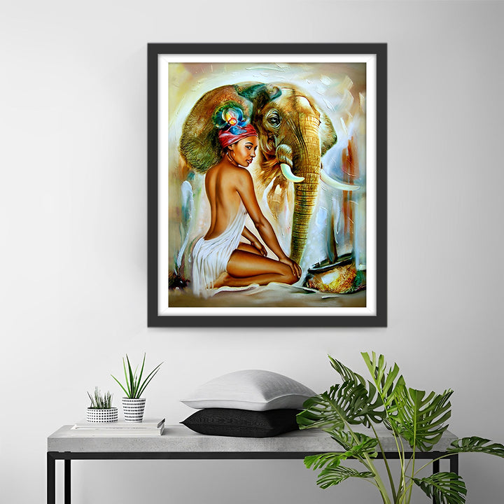 Olifant en Vrouw Diamond Painting
