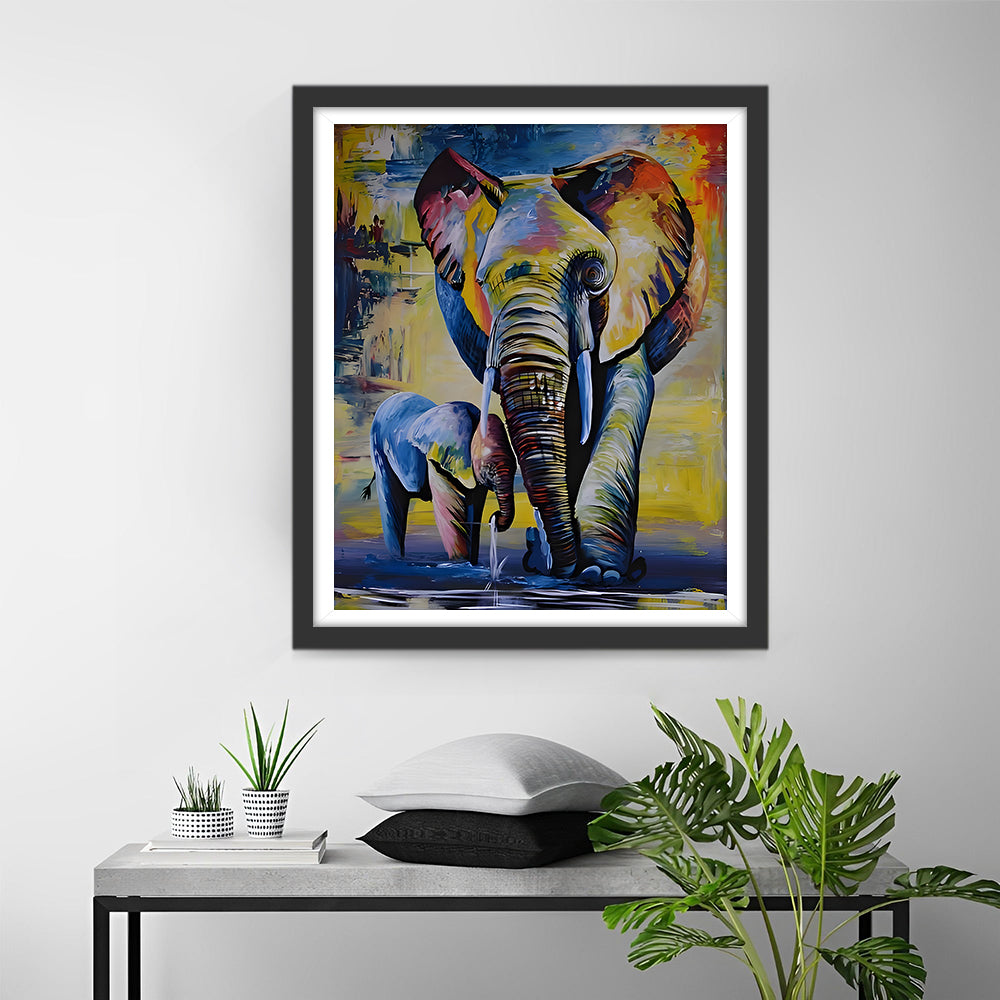 Olifant en Zijn Baby Diamond Painting