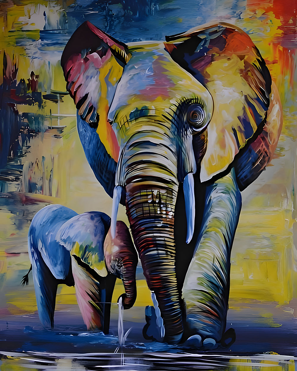 Olifant en Zijn Baby Diamond Painting