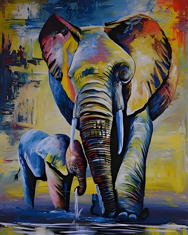 Olifant en Zijn Baby Diamond Painting