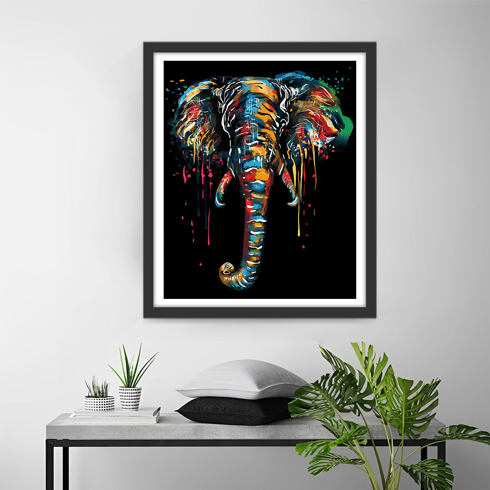 Olifant Hoofd in het Donker Diamond Painting