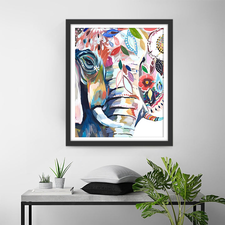 Olifant met Bloemen Diamond Painting