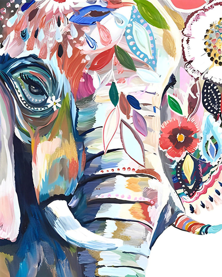 Olifant met Bloemen Diamond Painting