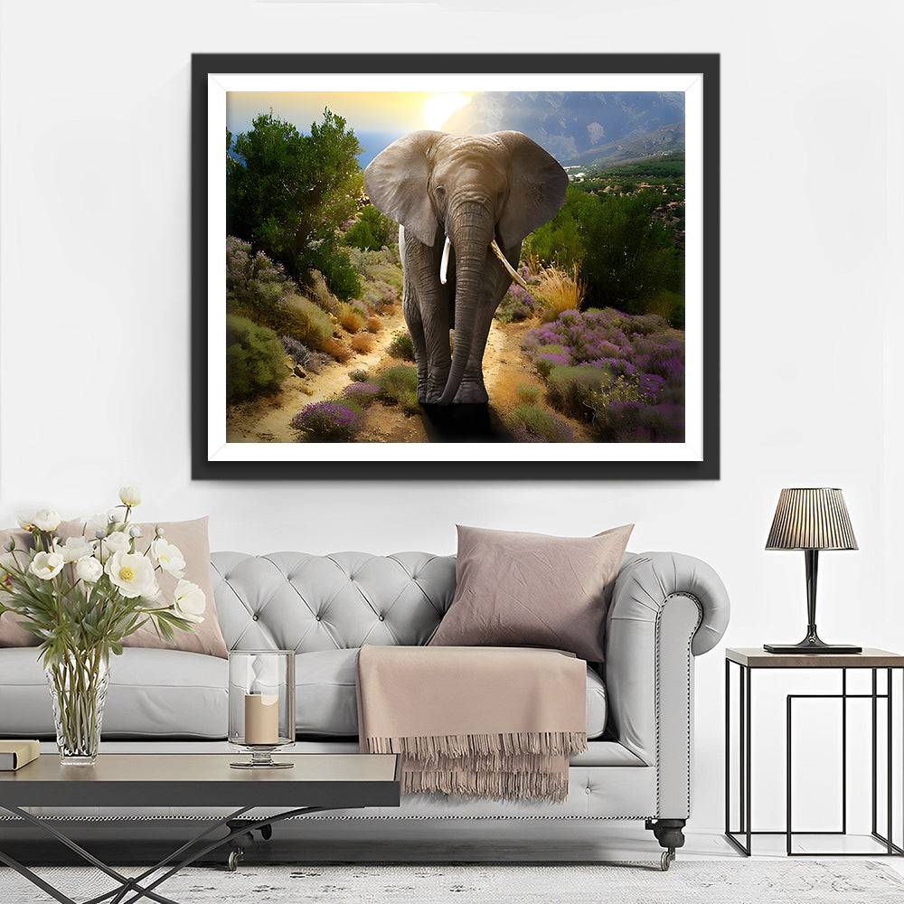 Olifant op de Weg Diamond Painting