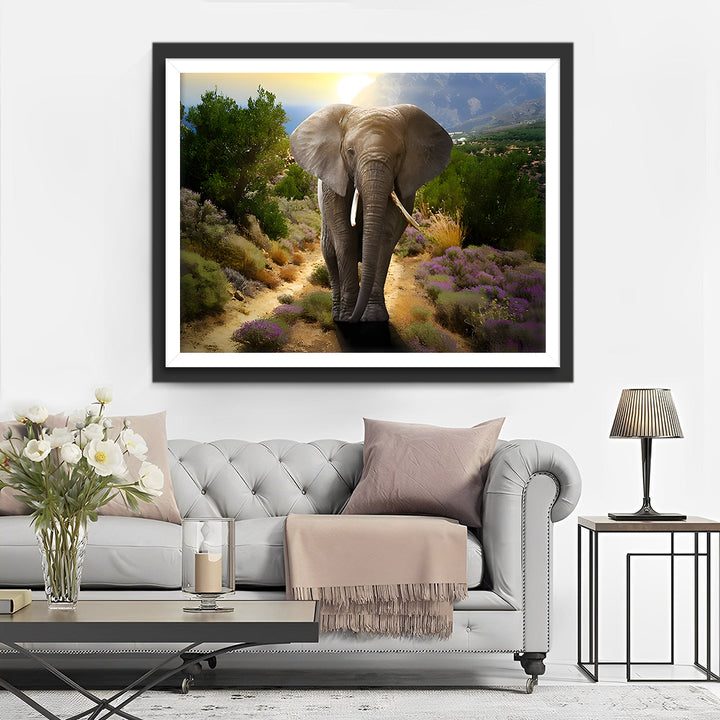 Olifant op de Weg Diamond Painting