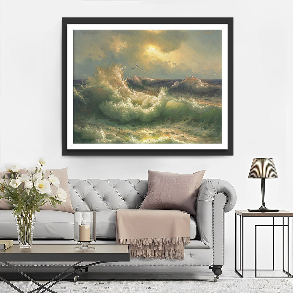 Opspattende Witte Golven Diamond Painting