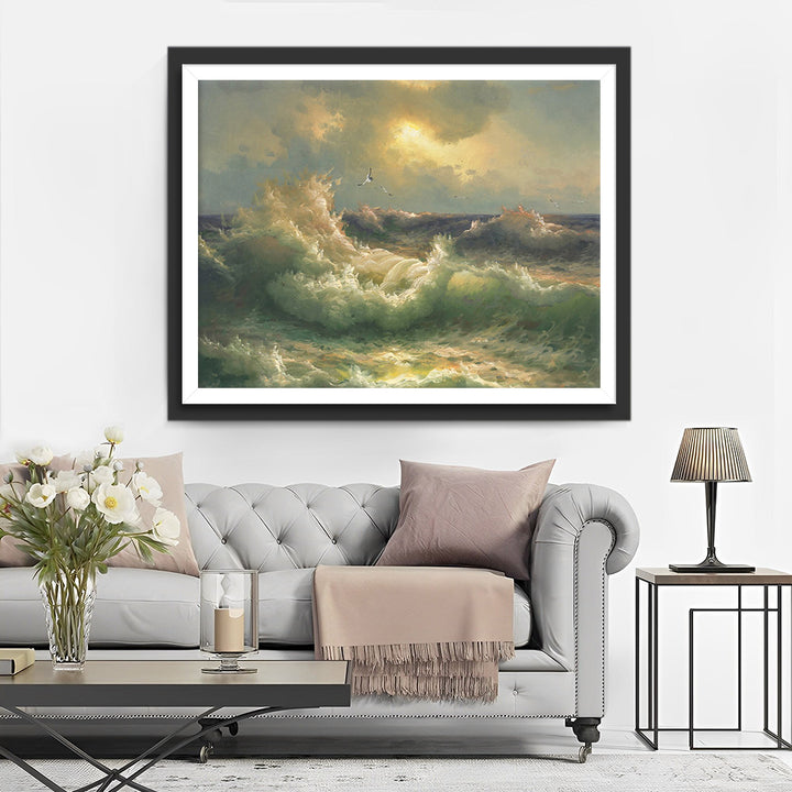 Opspattende Witte Golven Diamond Painting