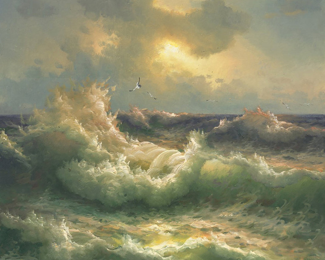 Opspattende Witte Golven Diamond Painting