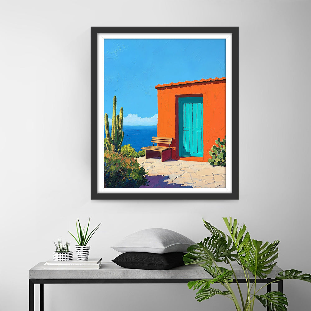 Oranje Huis en Cactus Diamond Painting