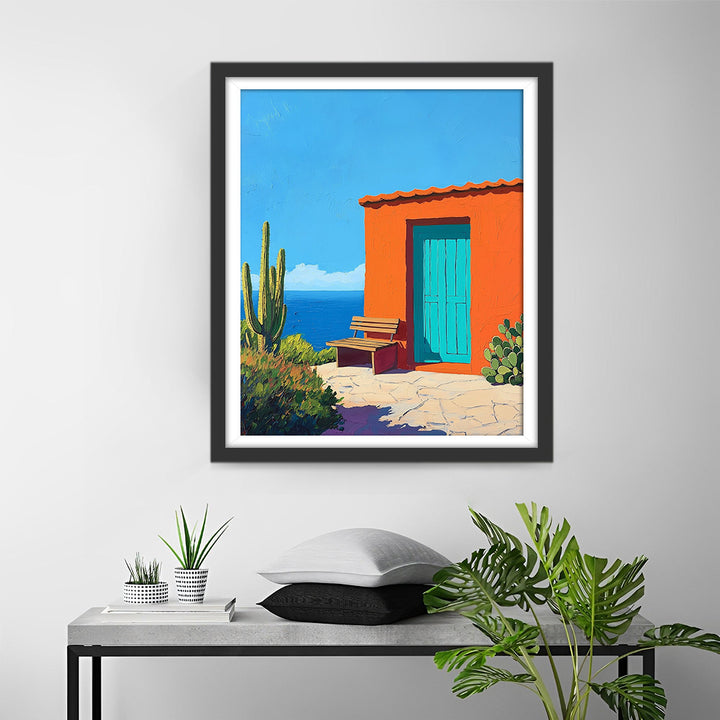 Oranje Huis en Cactus Diamond Painting