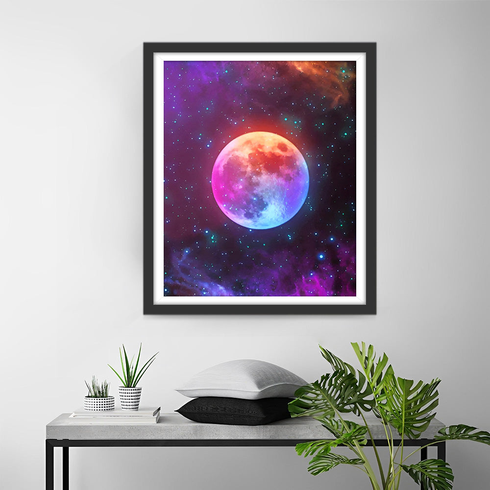 Paarse Volle Maan Diamond Painting