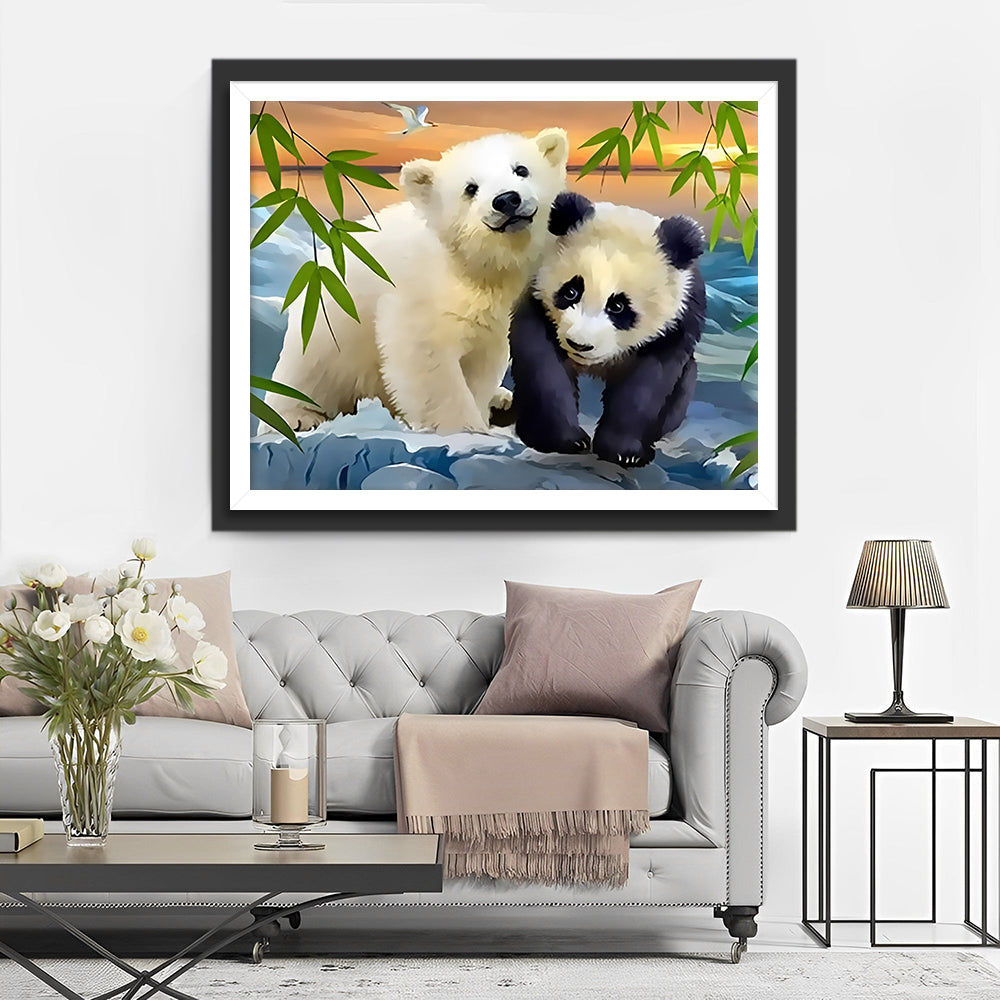 Panda en Witte Beer Diamond Painting
