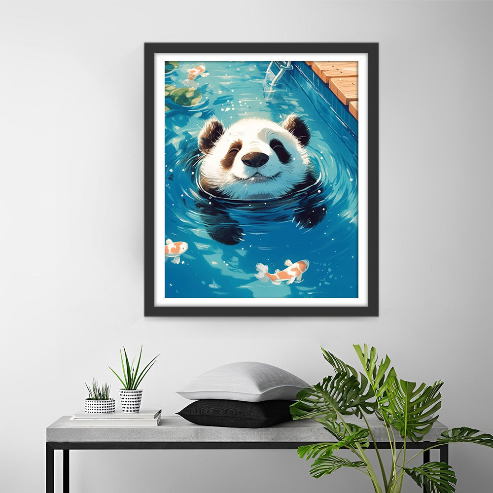 Panda in het Zwembad Diamond Painting