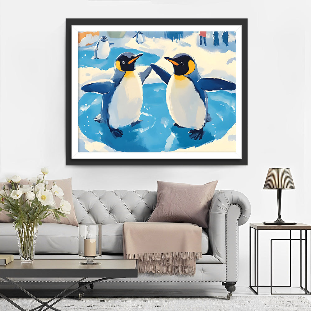 Pinguïns die Dansen op het IJs Diamond Painting