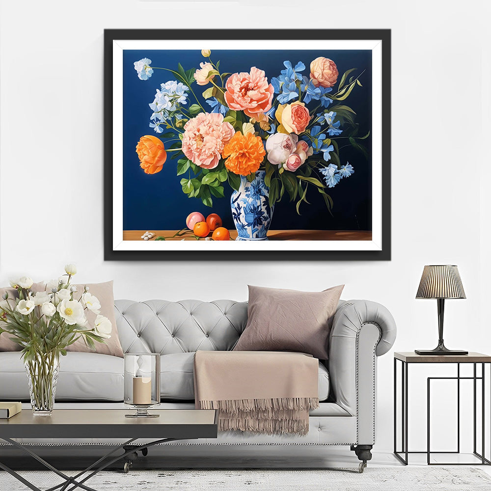 Pioen in Porseleinen Vaas Diamond Painting