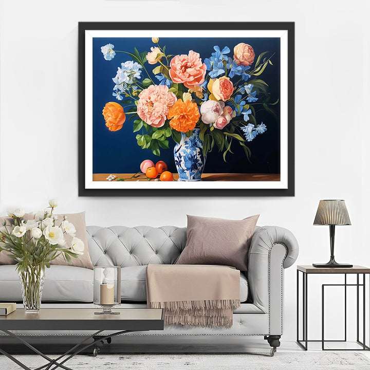 Pioen in Porseleinen Vaas Diamond Painting