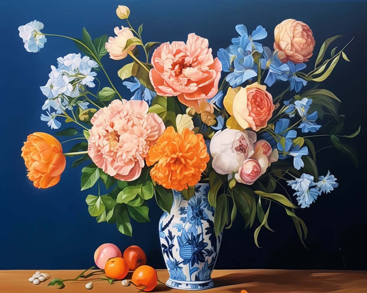 Pioen in Porseleinen Vaas Diamond Painting