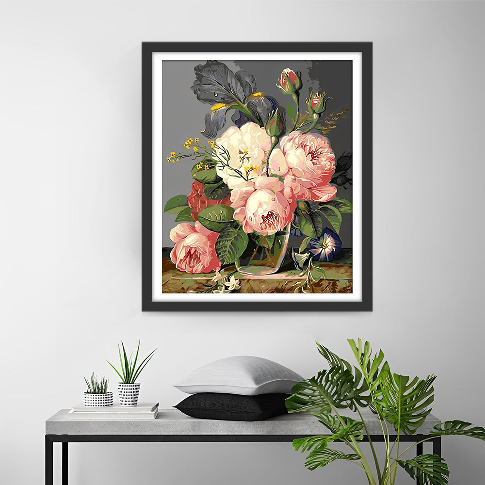 Pioenen in Glazen Fles Diamond Painting