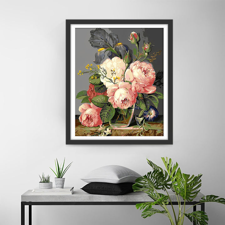 Pioenen in Glazen Fles Diamond Painting