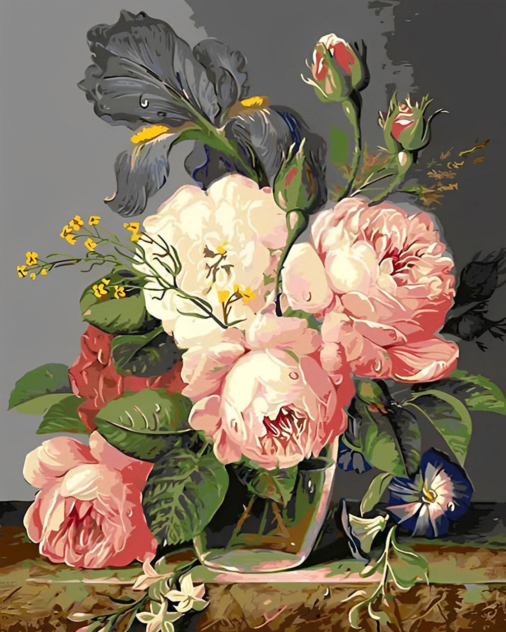 Pioenen in Glazen Fles Diamond Painting