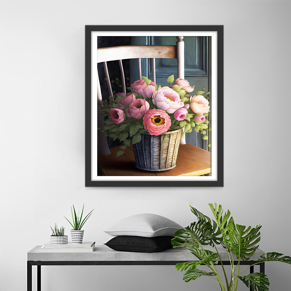 Pioenrozen op een Stoel Diamond Painting