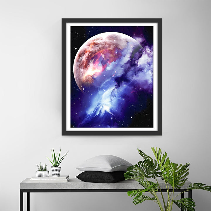 Planeet en Ruimtewolken Diamond Painting