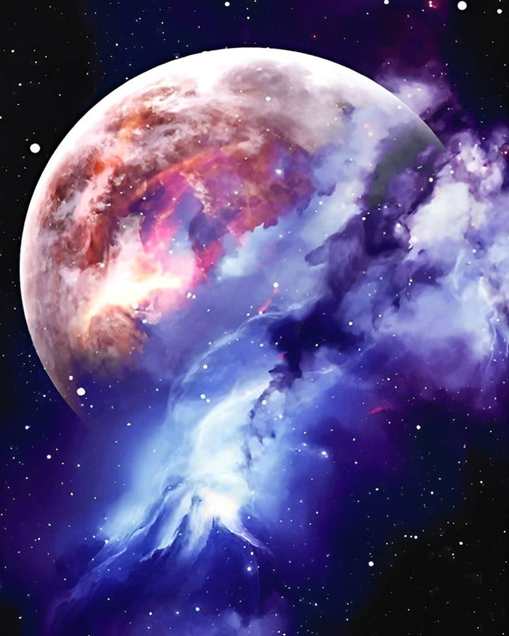 Planeet en Ruimtewolken Diamond Painting