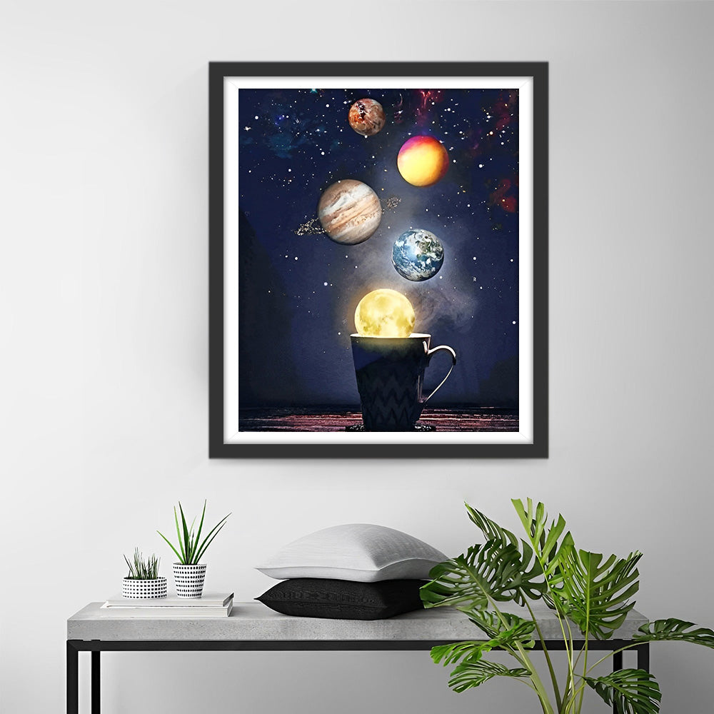 Planeten in Beker Diamond Painting