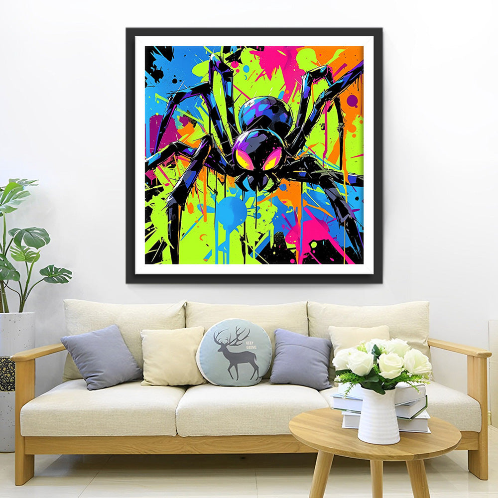 Pop Art Grote Zwarte Spin Diamond Painting